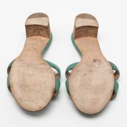 Hermes Green Suede Oasis Slide Sandals Size 38