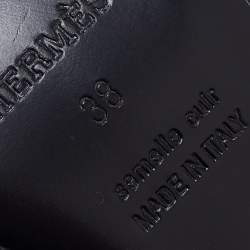 Hermes Black Leather Elia Slide Sandals Size 38