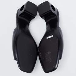 Hermes Black Leather Elia Slide Sandals Size 38