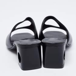 Hermes Black Leather Elia Slide Sandals Size 38