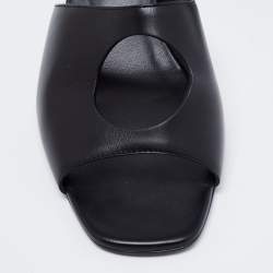 Hermes Black Leather Elia Slide Sandals Size 38
