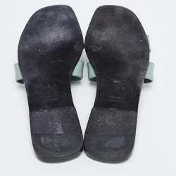 Hermes Mint Green Patent Leather Oran Flat Slide Sandals Size 39.5