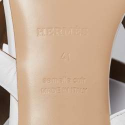 مملوكة مسبقًا صندل سلايد هيرمس بيكيني جلد أبيض مقاس 41