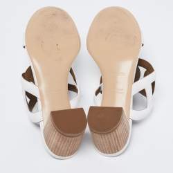 مملوكة مسبقًا صندل سلايد هيرمس بيكيني جلد أبيض مقاس 41