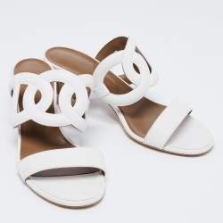 مملوكة مسبقًا صندل سلايد هيرمس بيكيني جلد أبيض مقاس 41