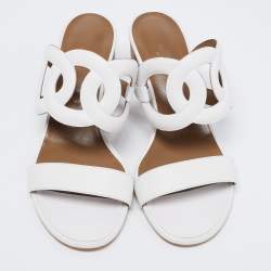 مملوكة مسبقًا صندل سلايد هيرمس بيكيني جلد أبيض مقاس 41