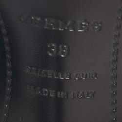 Hermes Black Lizard Embossed And Patent Leather Premiere  Sandals Size 38