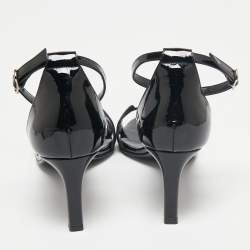 Hermes Black Lizard Embossed And Patent Leather Premiere  Sandals Size 38