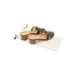 Hermes Black Patent Leather Oasis Sandals Size EU 39