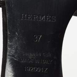 مملوكة مسبقًا Hermes Silver/Black Beads And Suede Embellished Oasis Slide Sandals Size 37