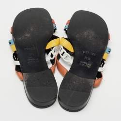 Hermès Multicolor Leather Amalfi Flats Slides Size 38.5