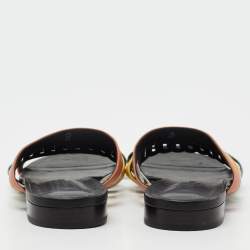 Hermès Multicolor Leather Amalfi Flats Slides Size 38.5