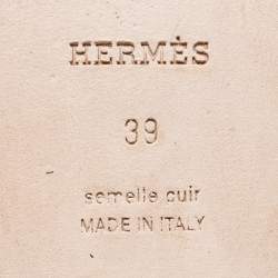 Pre Owned Hermes Metallic Python Leather Oran Flat Slides Size 39