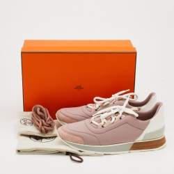 Hermes Multicolor Neoprene/Leather and Suede Miles Lace Up Sneakers Size 38.5