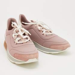 Hermes Multicolor Neoprene/Leather and Suede Miles Lace Up Sneakers Size 38.5