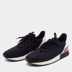 Hermes Tricolor Leather And Fabric Miles Lace Up Sneakers Size 38.5