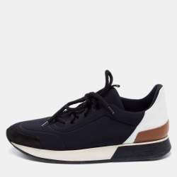 Hermes Tricolor Leather And Fabric Miles Lace Up Sneakers Size 38.5