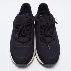 Hermes Tricolor Leather And Fabric Miles Lace Up Sneakers Size 38.5