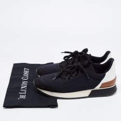 Hermes Tricolor Leather And Fabric Miles Lace Up Sneakers Size 38.5