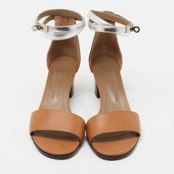 Pre Owned Hermes Tricolor Leather Manege Ankle Strap Sandals Size 41