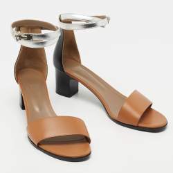 Pre Owned Hermes Tricolor Leather Manege Ankle Strap Sandals Size 41