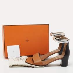 Pre Owned Hermes Tricolor Leather Manege Ankle Strap Sandals Size 41