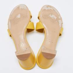 Hermes Yellow Leather Oasis Slide Sandals Size 41