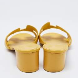 Hermes Yellow Leather Oasis Slide Sandals Size 41
