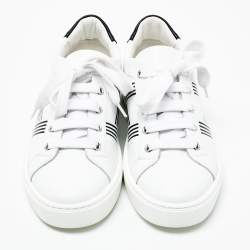 Pre Owned Hermes White/Black Leather Avantage Low Top Sneakers Size 38.5