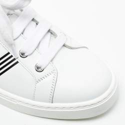 Pre Owned Hermes White/Black Leather Avantage Low Top Sneakers Size 38.5