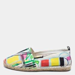 Hermes Multicolor Canvas Modernisme Tropical Malaga Flat Espadrilles Size 40