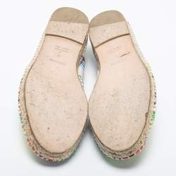 Hermes Multicolor Canvas Modernisme Tropical Malaga Flat Espadrilles Size 40