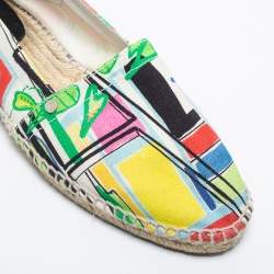Hermes Multicolor Canvas Modernisme Tropical Malaga Flat Espadrilles Size 40