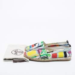 Hermes Multicolor Canvas Modernisme Tropical Malaga Flat Espadrilles Size 40