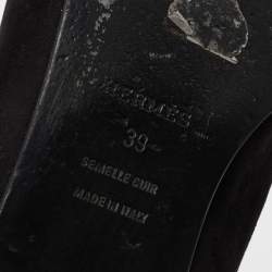 Pre Owned Hermes Black/Grey Suede and Crystal Powder Nice Ballet Flats Size 39