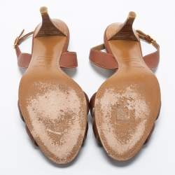 Hermes Brown Leather Night Slingback Sandals Size 38.5