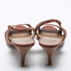 Hermes Brown Leather Night Slingback Sandals Size 38.5