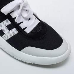 Hermes Black/White Knot Fabric Crew sneakers Size 37.5