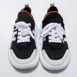 Hermes Black/White Knot Fabric Crew sneakers Size 37.5