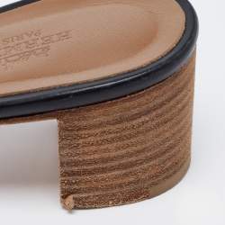Hermes Black Leather Oasis Sandals Size 38