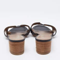 Hermes Black Leather Oasis Sandals Size 38