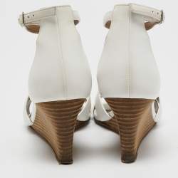 Hermes White Leather Legend  Ankle Strap Sandals Size 36