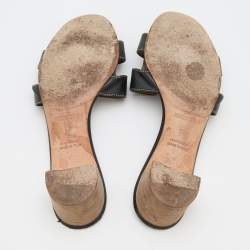 Hermes Black Leather Oasis Slide Sandals Size 39