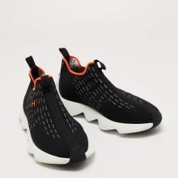 Hermes Black Knit Fabric Eclair Sneakers Size 38