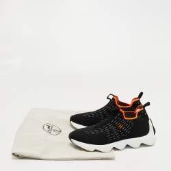 Hermes Black Knit Fabric Eclair Sneakers Size 38