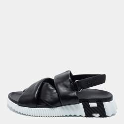 Hermes Black Leather Electric Flat Sandals Size 38.5