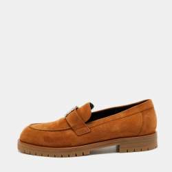 Hermes Brown Suede Faubourg Slip On Loafers Size 38