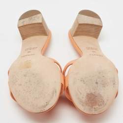 Pre Owned Hermes Orange Leather Oasis Sandals Size 38