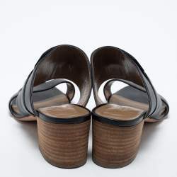 Hermes Black Leather Ovation Sandals Size 38