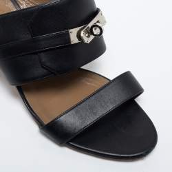 Hermes Black Leather Ovation Sandals Size 38